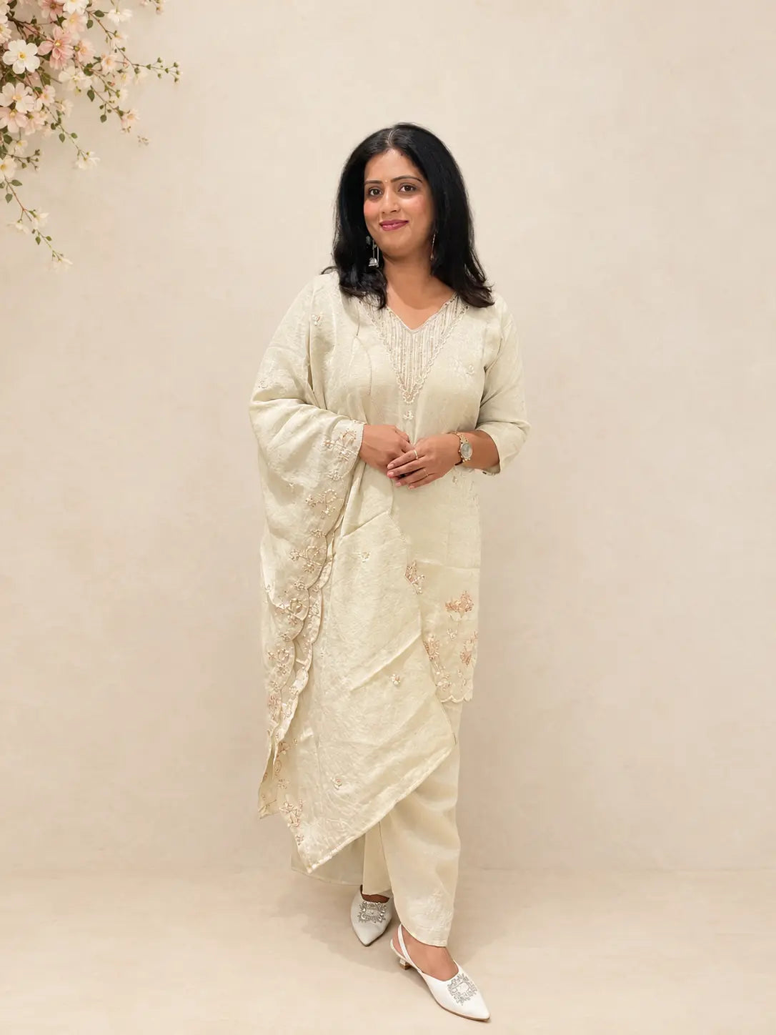Amber Premium Off White Color Suit Set