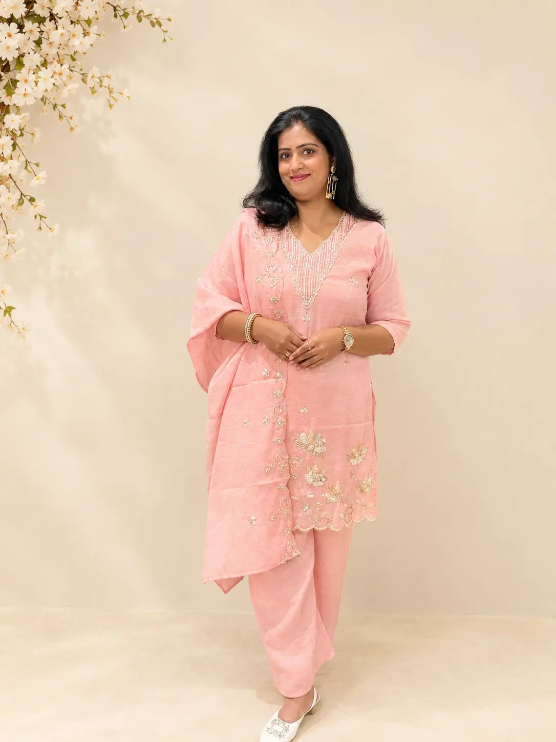 Amber Premium Light Pink Color Suit Set