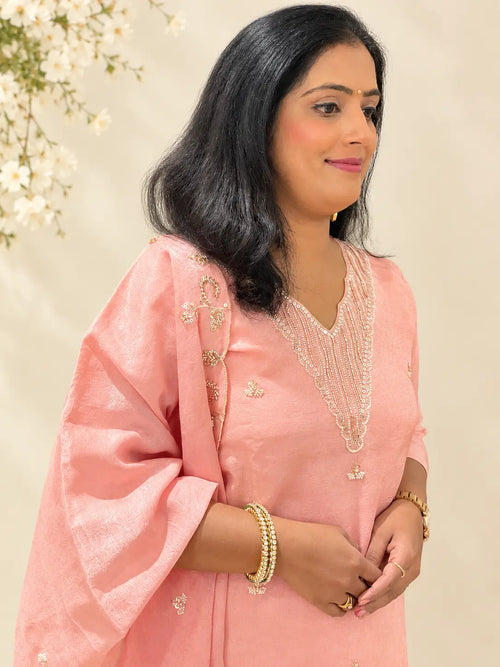 Amber Premium Light Pink Color Suit Set