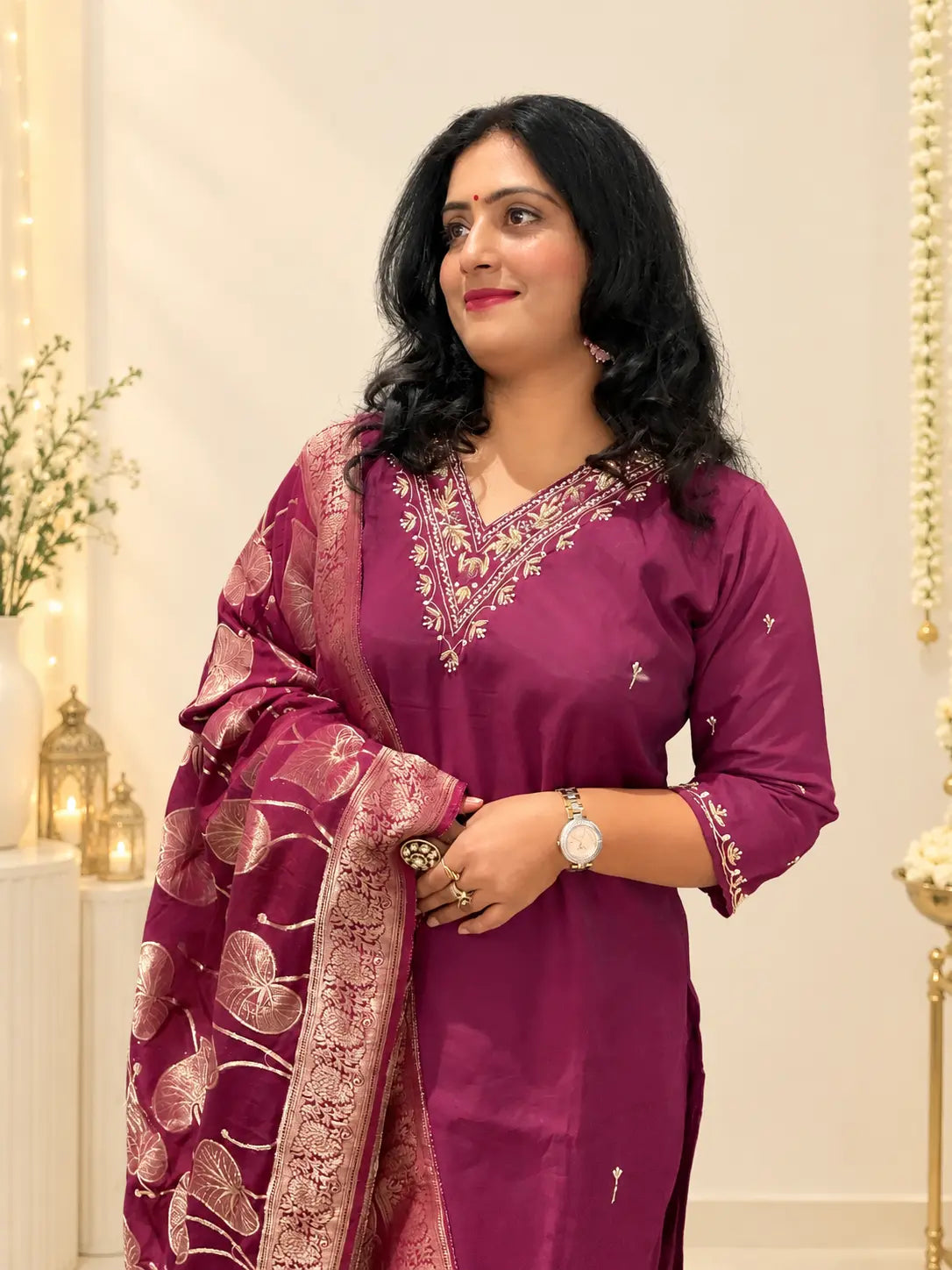 Ridha Silk Voilet Color Suit