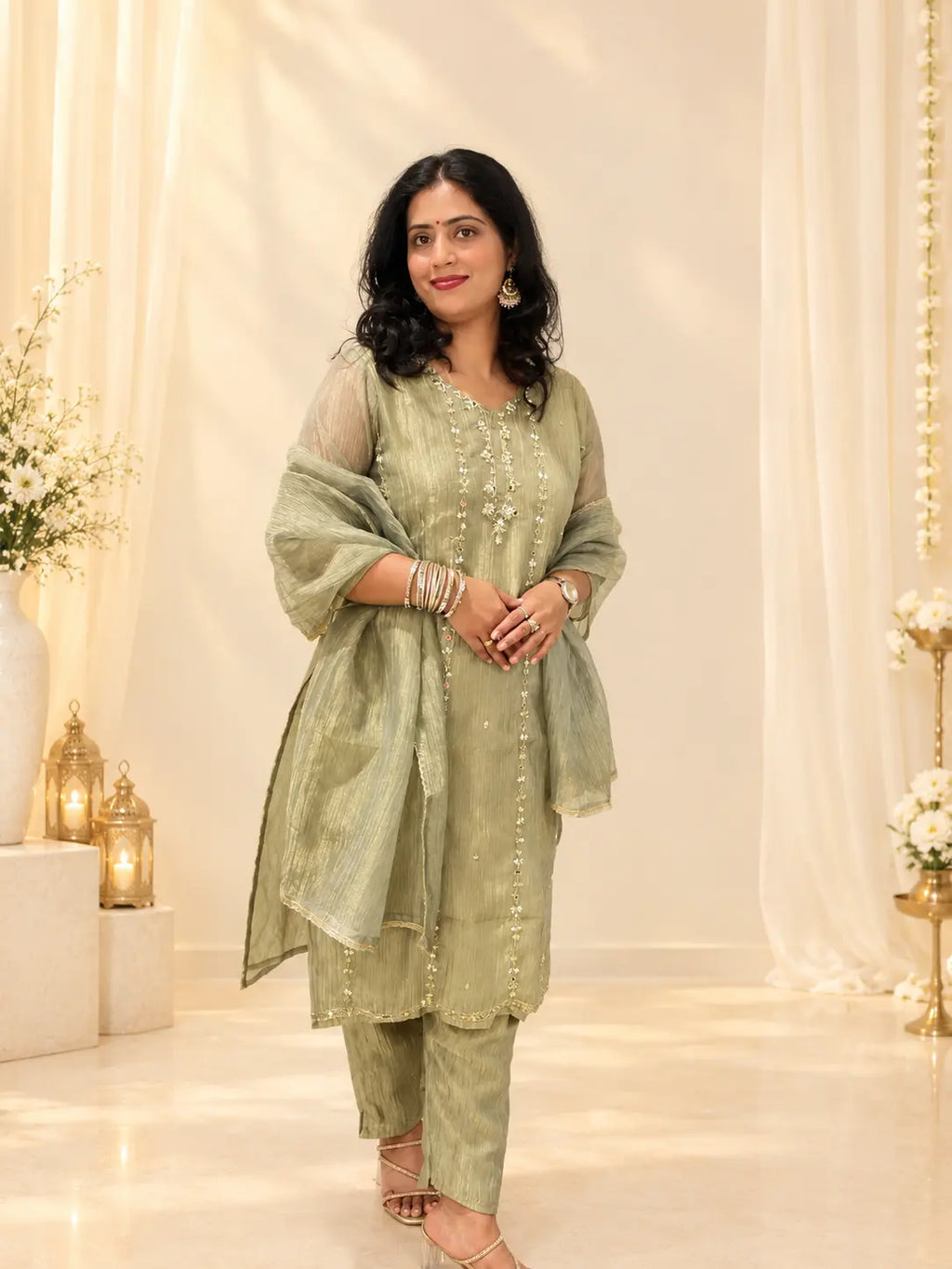 Ridha Champagne Golden Color Suit