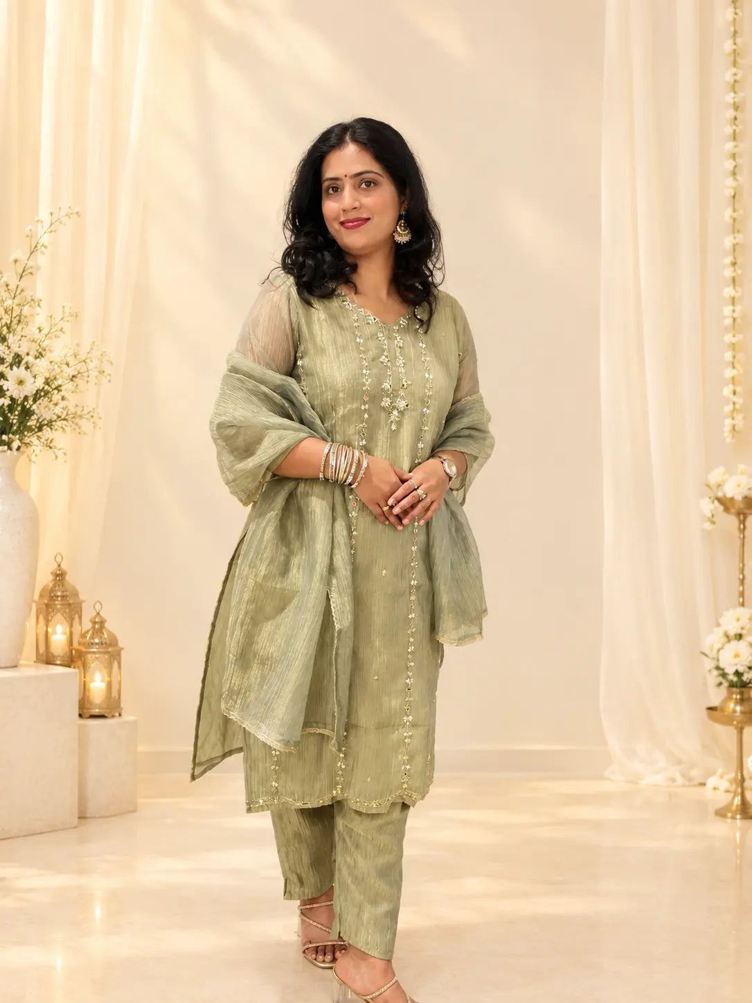 Ridha Champagne Golden Color Suit