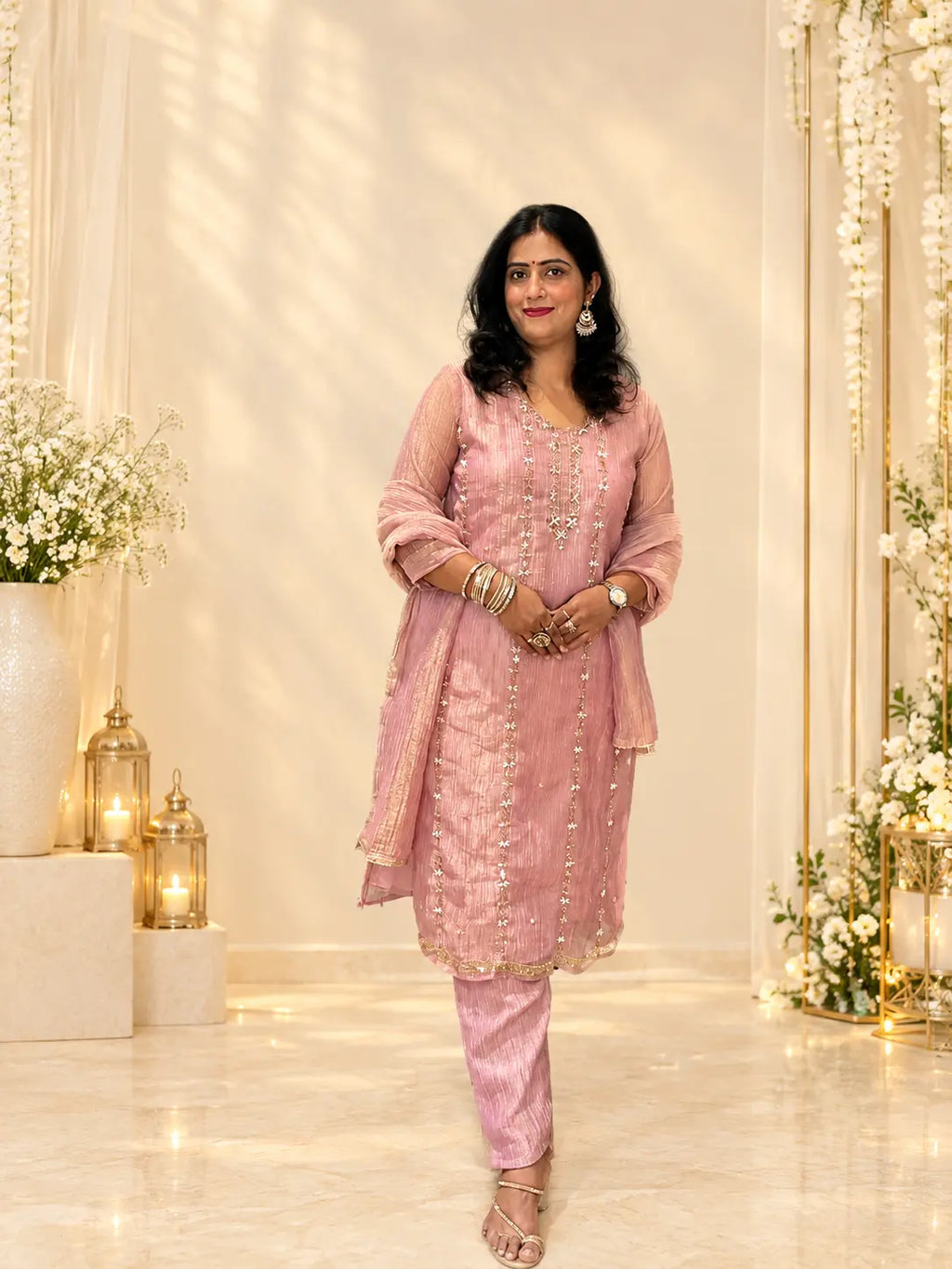 Ridha Pink Color Suit