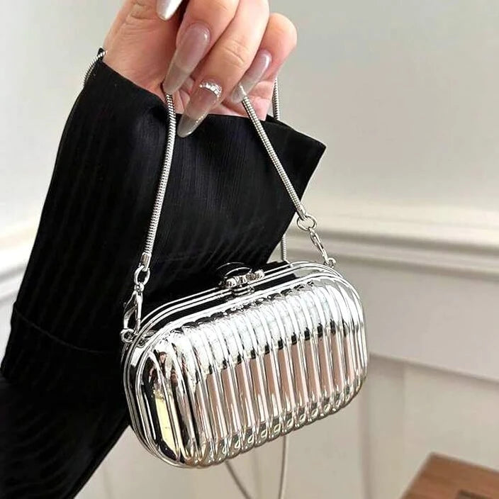 Clutch Mini Oval Style Silver Color