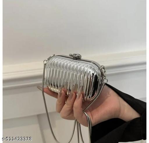 Clutch Mini Oval Style Silver Color