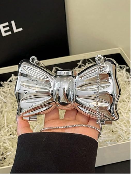 Clutch Mini Bow Style Silver Color