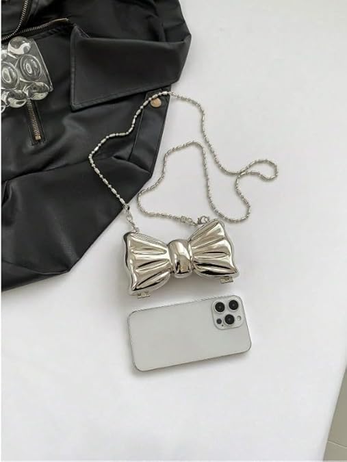 Clutch Mini Bow Style Silver Color