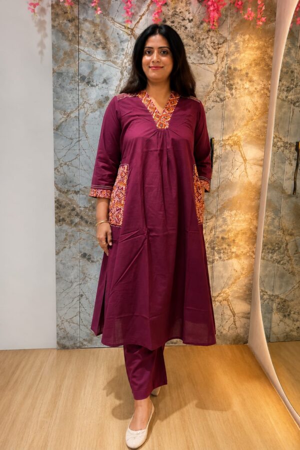 Rangresa wine Coord set with 2 pockets