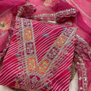 Lahariya print Orgganza Unstitch  dress material