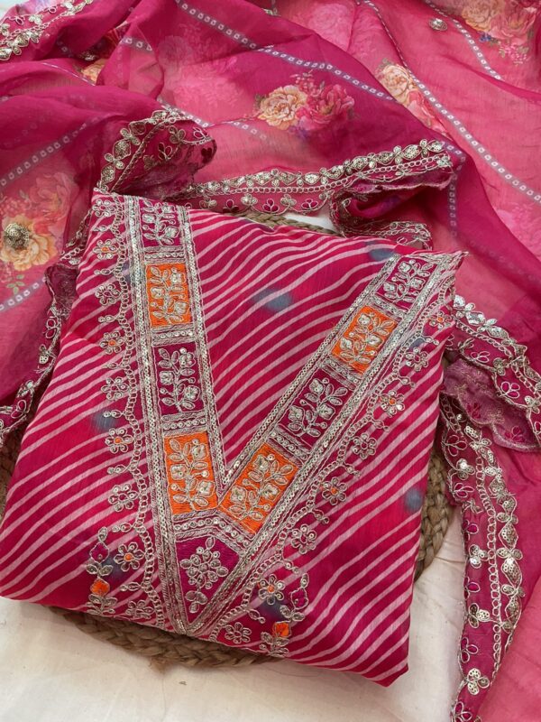 Lahariya print Orgganza Unstitch  dress material